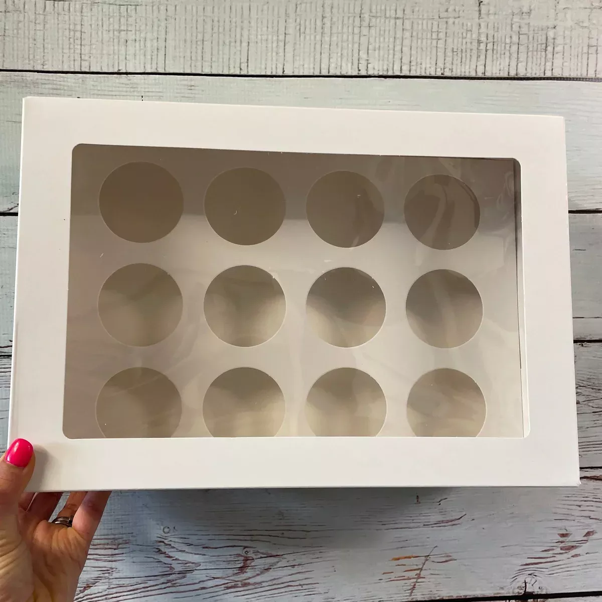12 Hole | White Window | Cupcake Box | With Insert