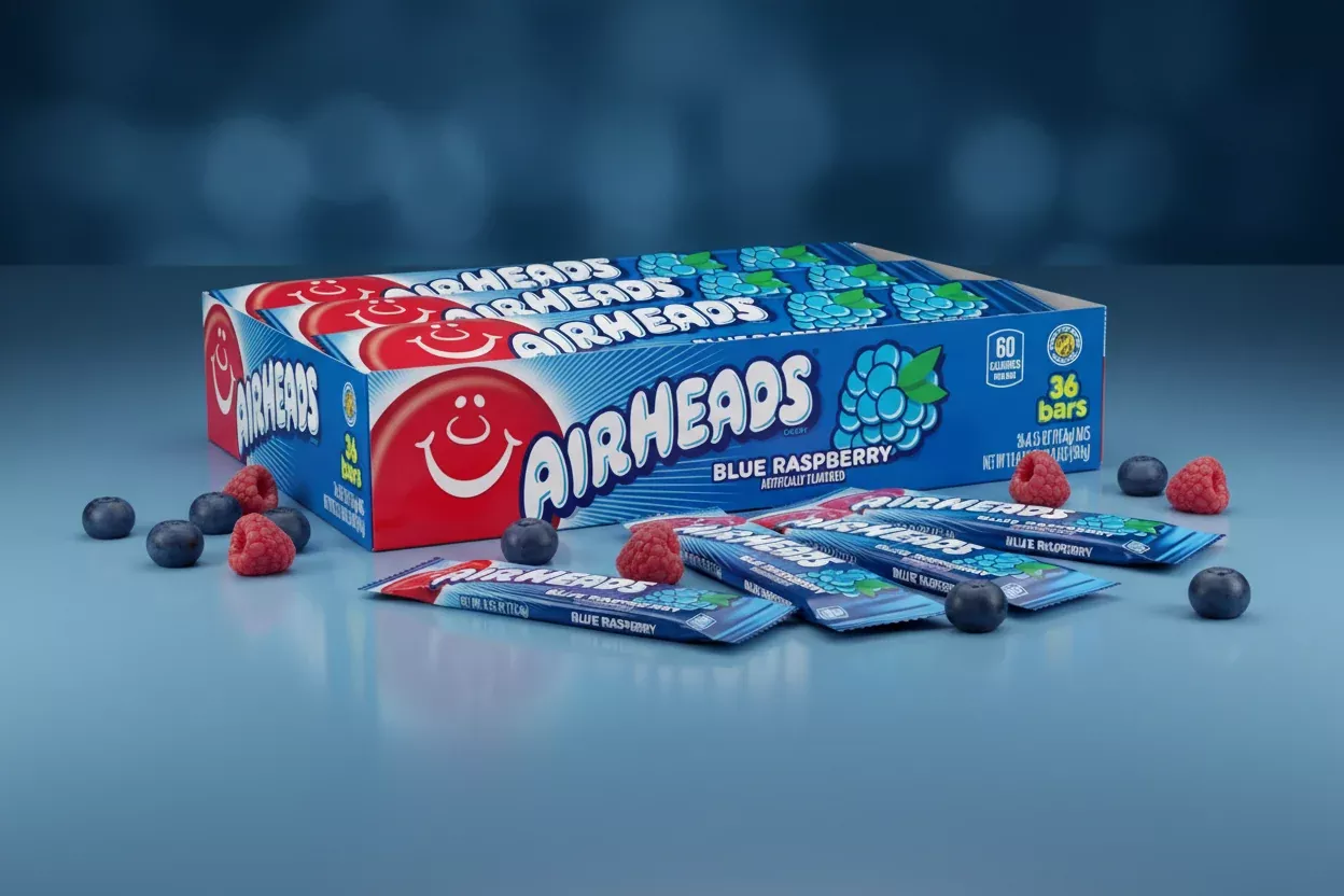 Airheads Blue Raspberry Taffy Bars — Box of 36