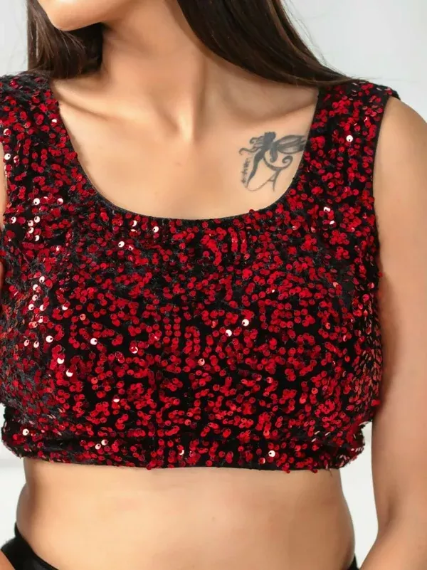 Amodini Designer Studio Women's Velvet Red Sleeveless Blouse - 32