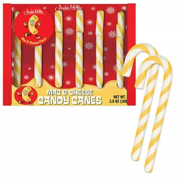 Archie McPhee Mac And Cheese Candy Canes: 6-Piece Box