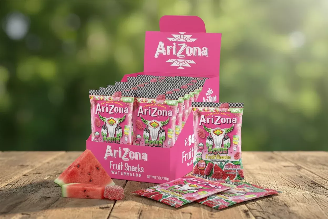 Arizona Sour Watermelon Gummies Fruit Snacks — 5 oz Bags, Box of 12