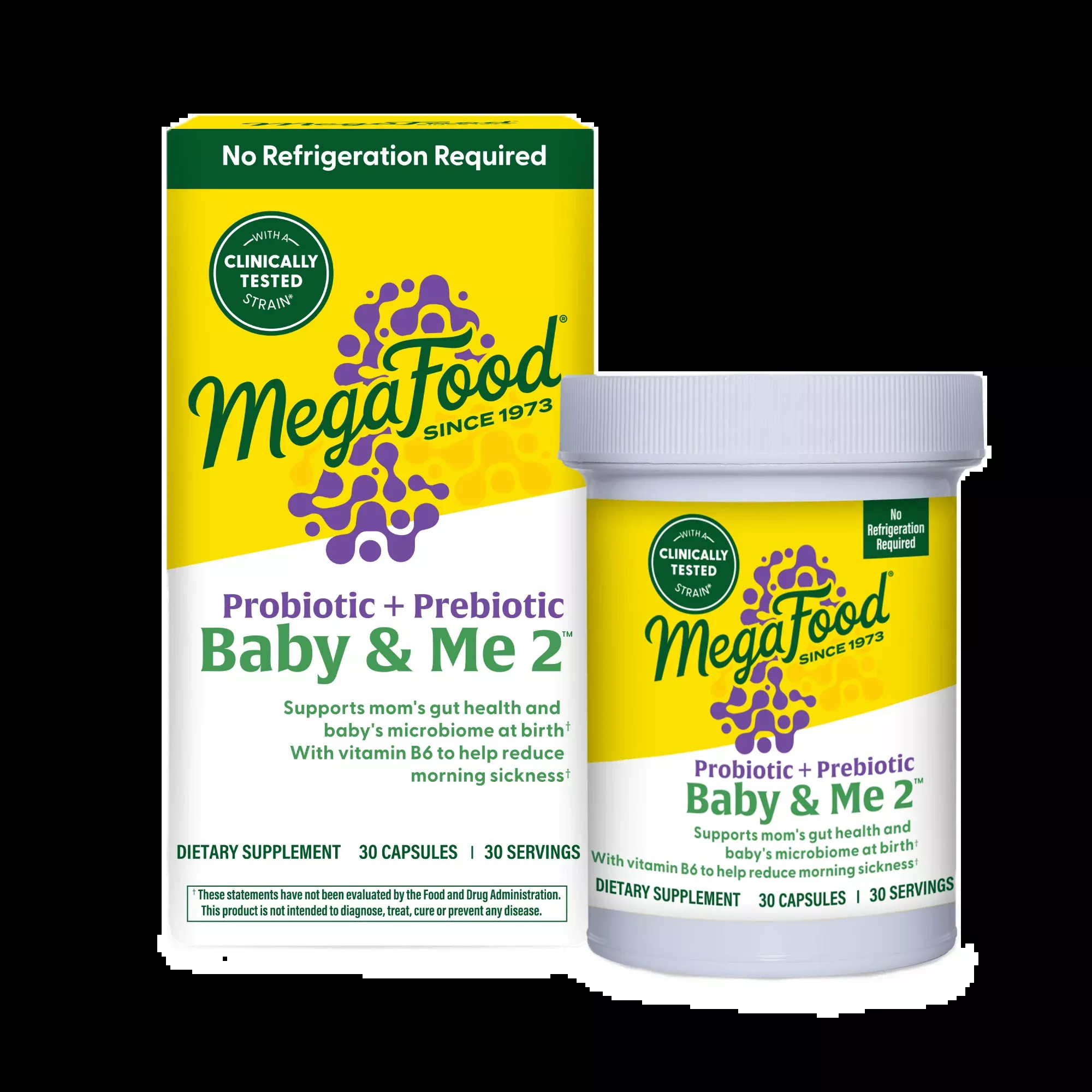Baby & Me 2 Prenatal Probiotic + Prebiotic - Shelf Stable - Clinically Tested Strain