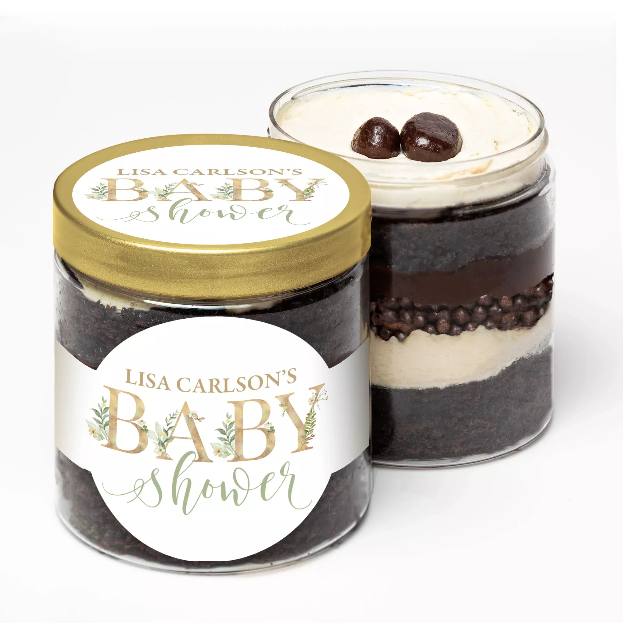 Baby Shower Muted Floral Letters - Incredible Cake in a Jar