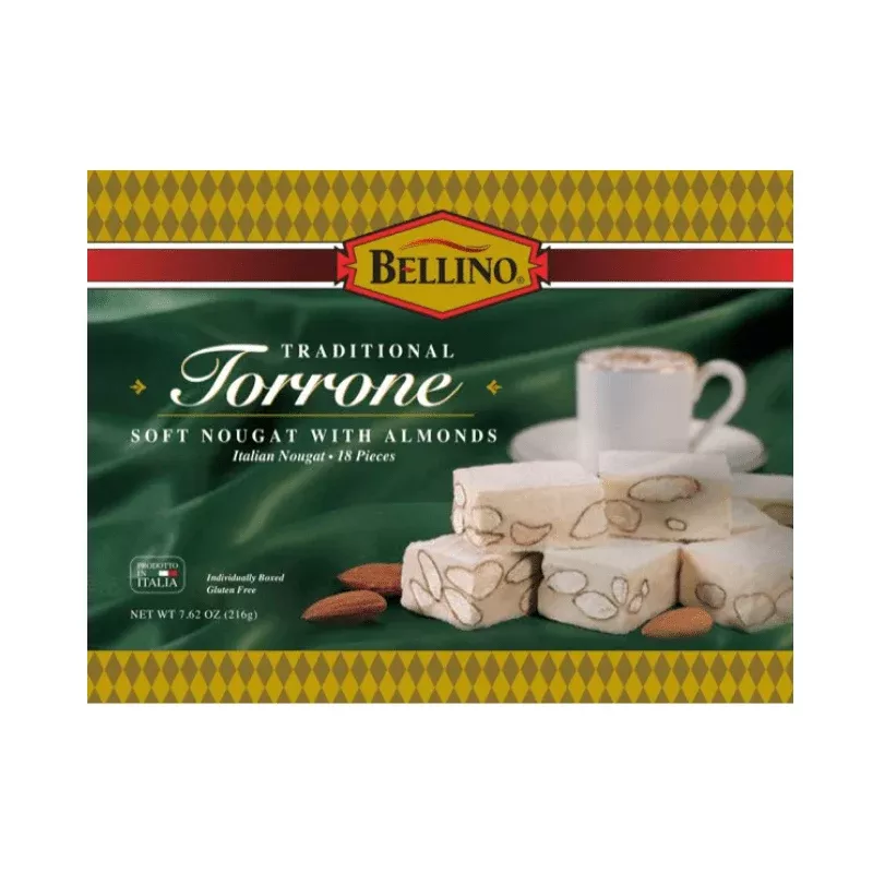 Bellino Torrrone Soft Nougat with Almonds, 18 Pieces