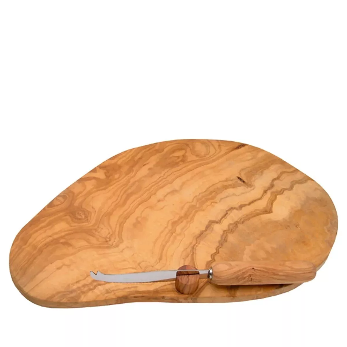 Berard Olive Wood Cheese Board and Cheese Knife, 11 x 7 inches