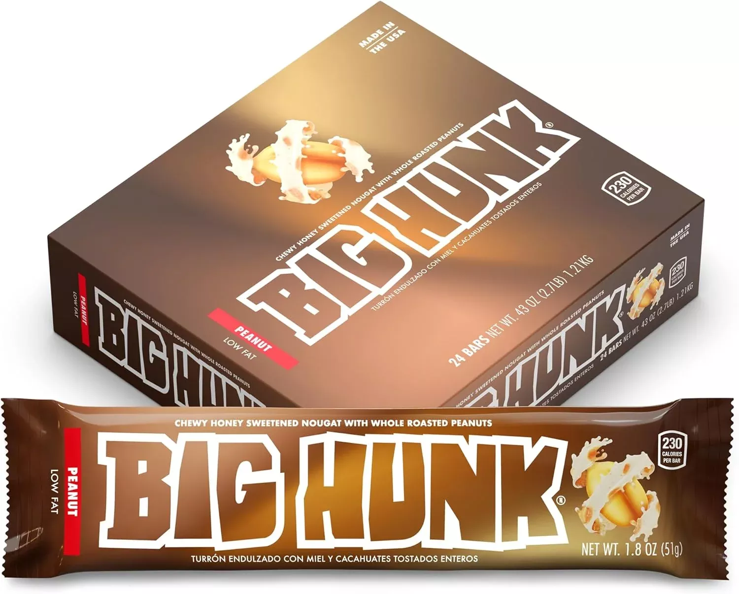 Big Hunk Nougat Candy Bar 1.8 oz Bulk 24 Count