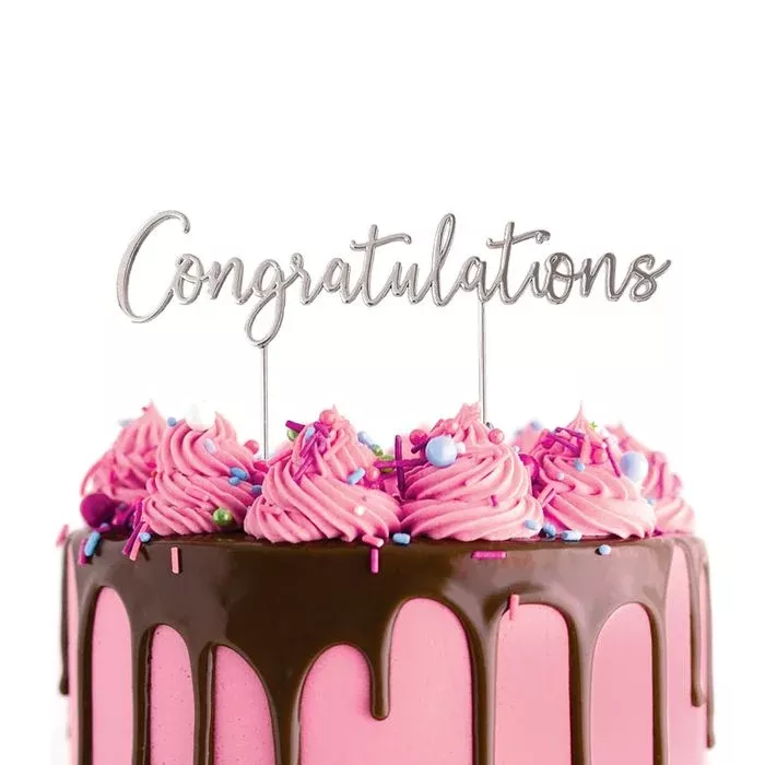 Cake Topper | Congratulations | Silver Metal