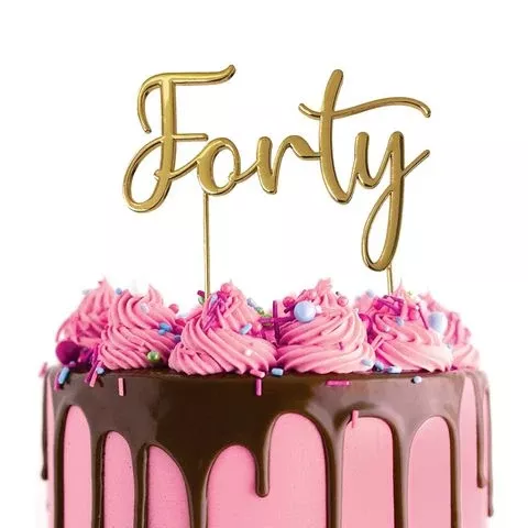Cake Topper | Forty (40) | Gold Metal