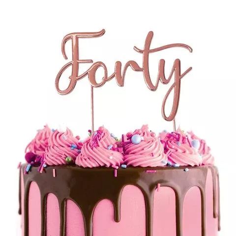 Cake Topper | Forty (40) | Rose Gold Metal*