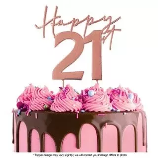 Cake Topper | Happy 21st | Rose Gold Metal*