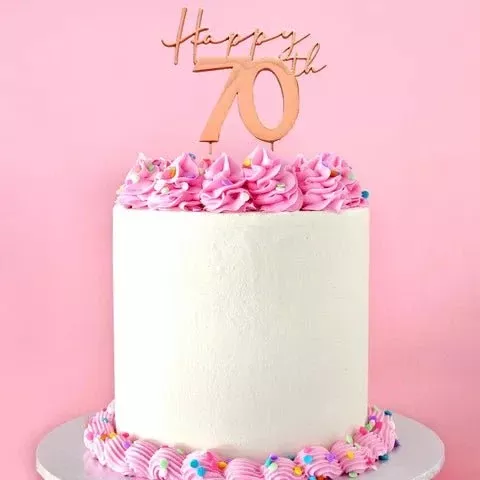 Cake Topper | Happy 70th | Rose Gold Metal*