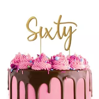 Cake Topper |Sixty (60) | Gold Metal