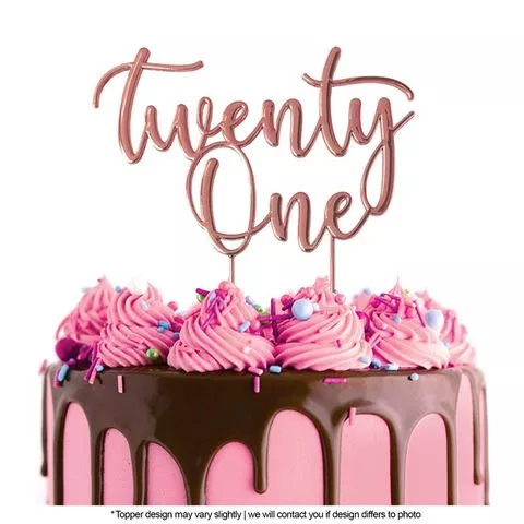 Cake Topper | Twenty One | Rose Gold Metal