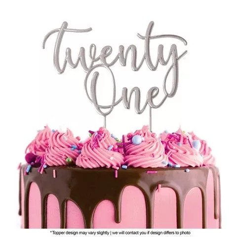 Cake Topper |Twenty One | Silver Metal