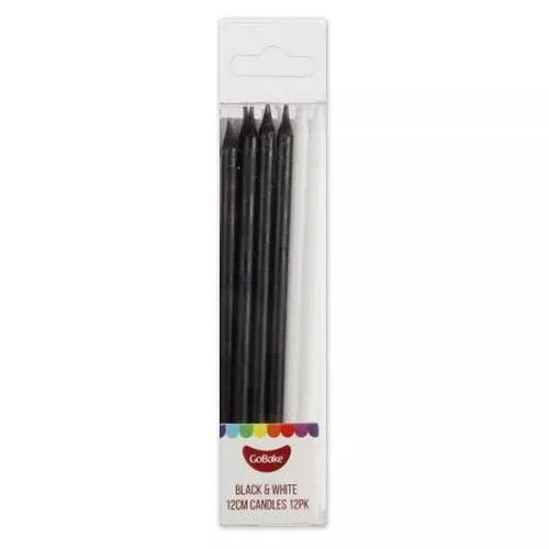 Candles | Black and White | 12cm | Pack of 12
