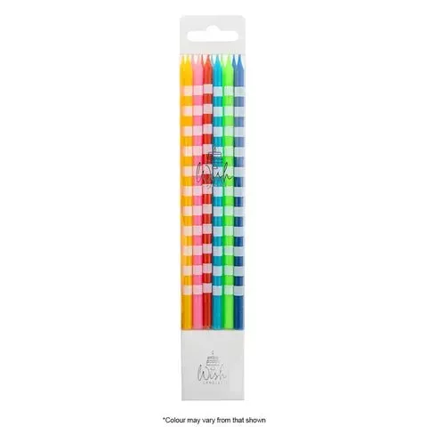 Candles | Bright Striped | 12cm | Pack of 12 | Wish