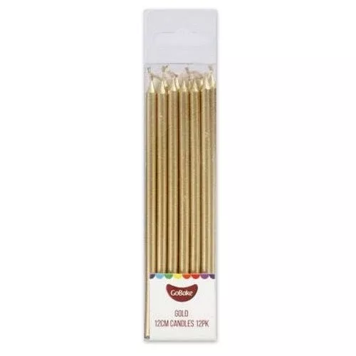 Candles | Gold Pearl | 12cm | Pack of 12 | GoBake