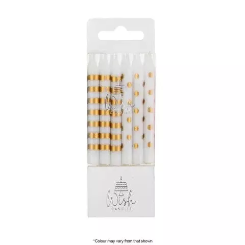 Candles | Wish | Dots & Stripes | Pack of 12