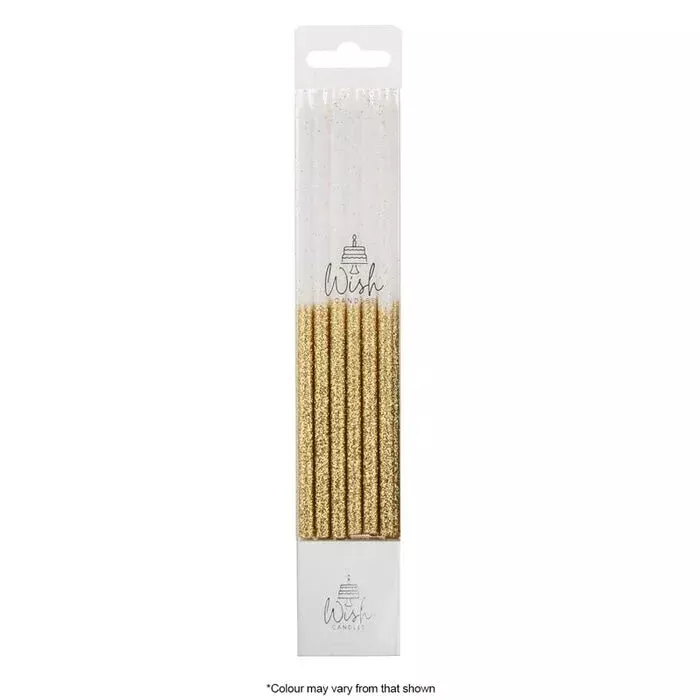 Candles | Wish Gold Glitter | 15cm | Pack of 12