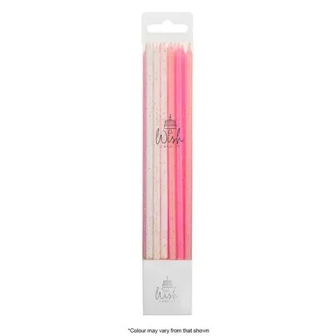 Candles | Wish Pink Dream | Tall Glitter | 15cm | Pack of 12