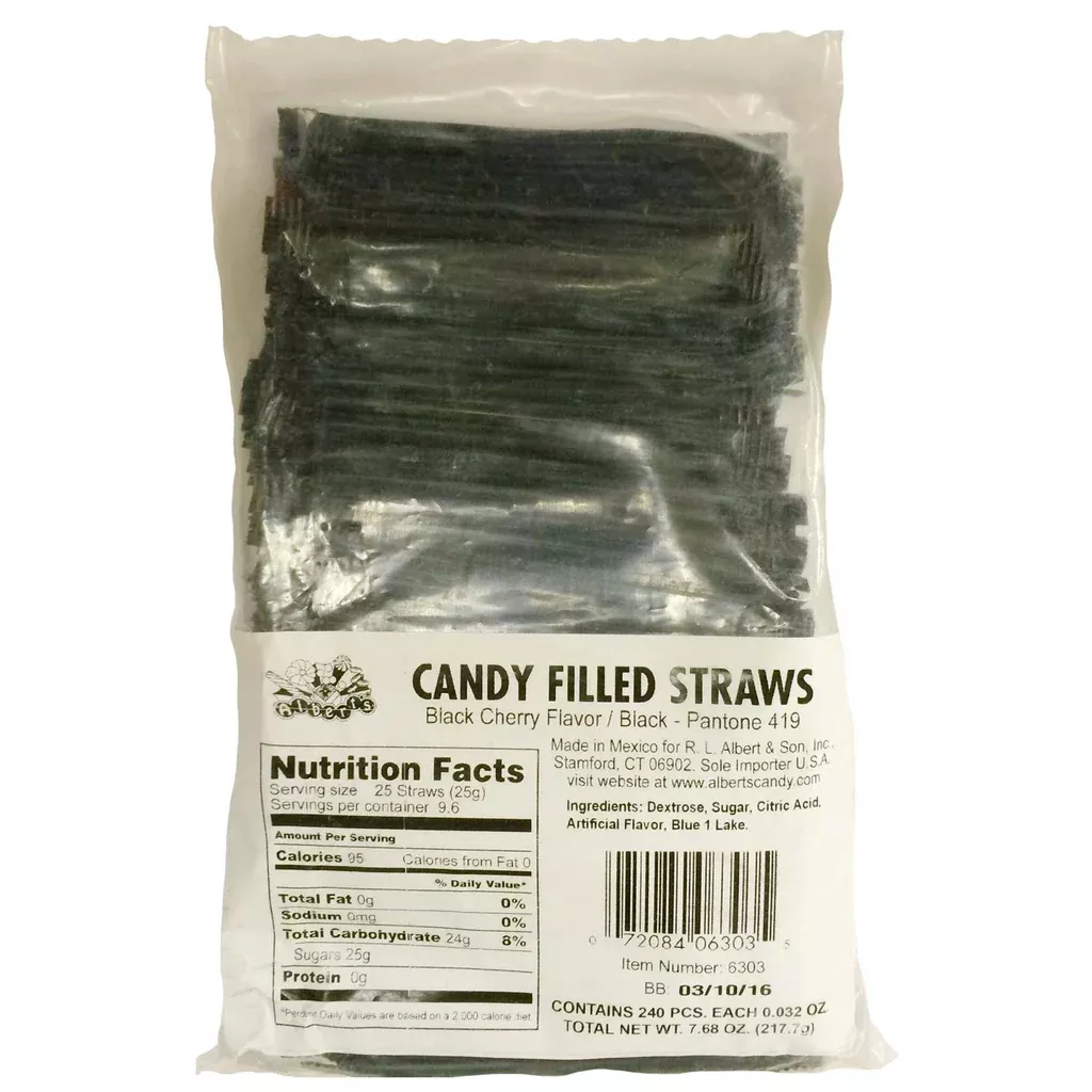 CANDY FILLED STRAWS - BLACK CHERRY