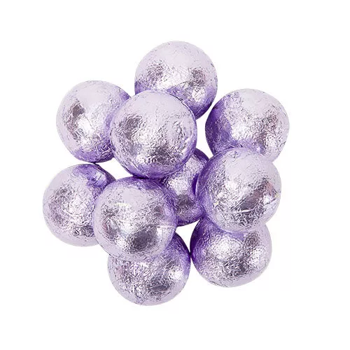 CARAMEL FILLED FOILED MILK CHOCOLATE BALLS - LAVENDER