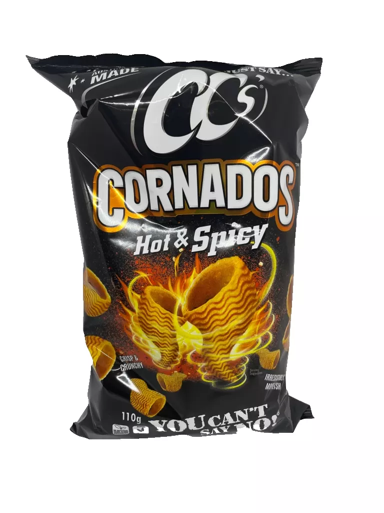 Cc’s Cornados Corn Chips Hot & Spicy 110g