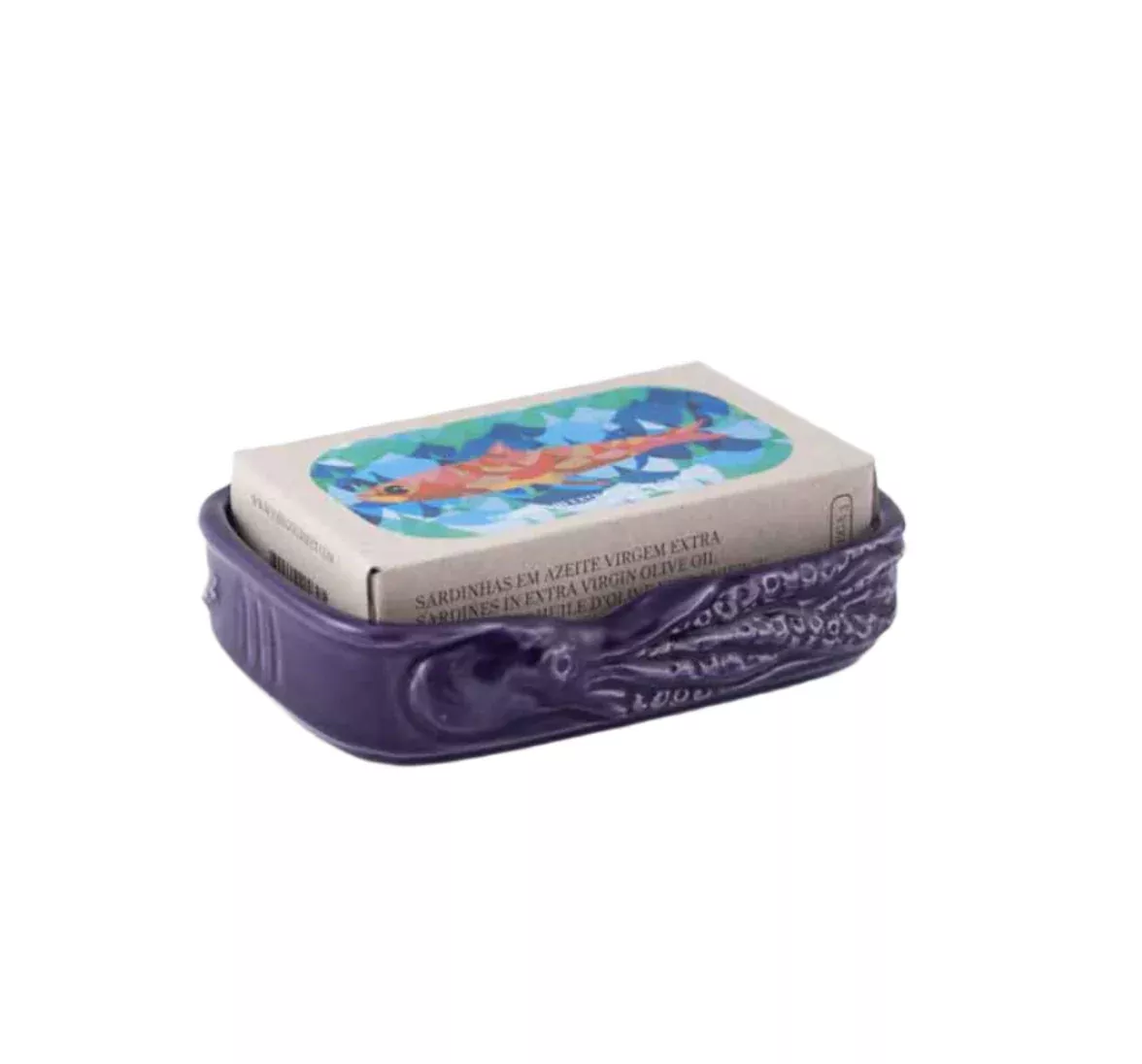 Ceramic Tinned Fish Dish, Purple Octopus (Portugal) - each