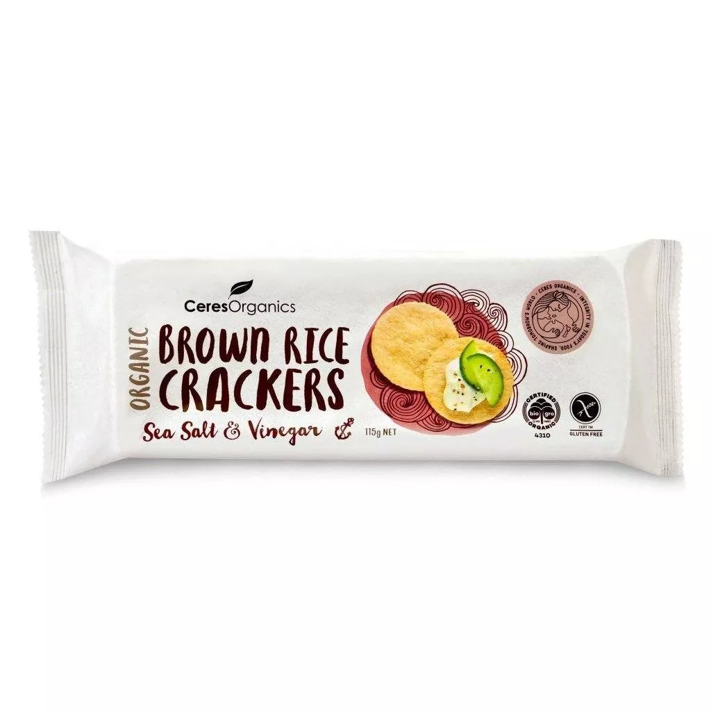 Ceres Organics Brown Rice Crackers Sea Salt & Vinegar | 115g