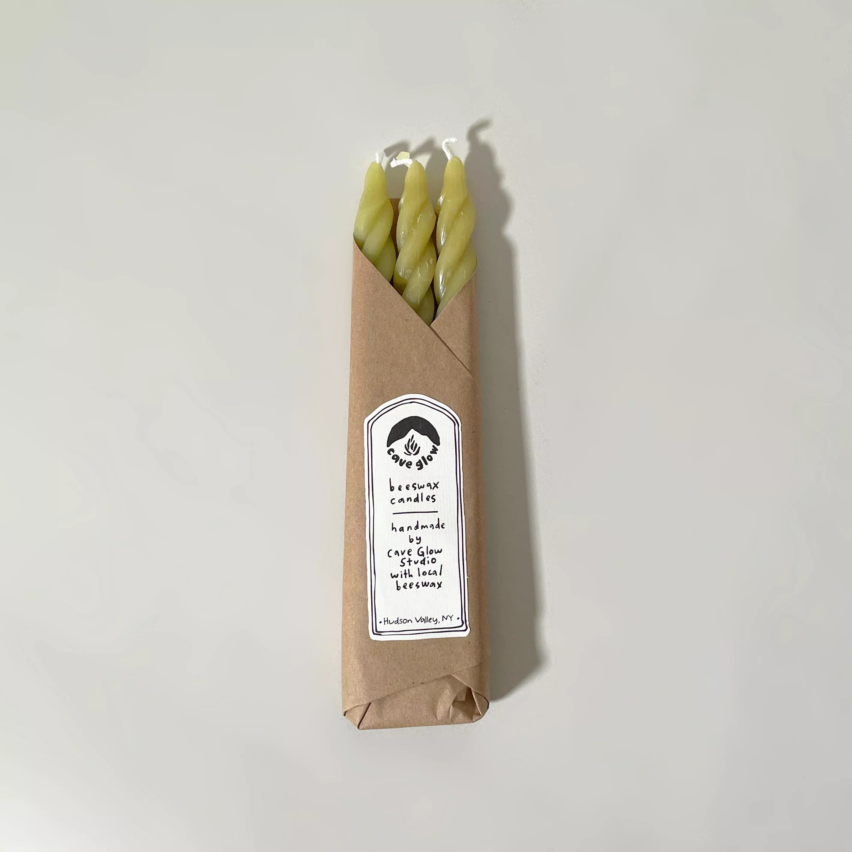 Chartreuse Spiral Beeswax Candles, Set of 3