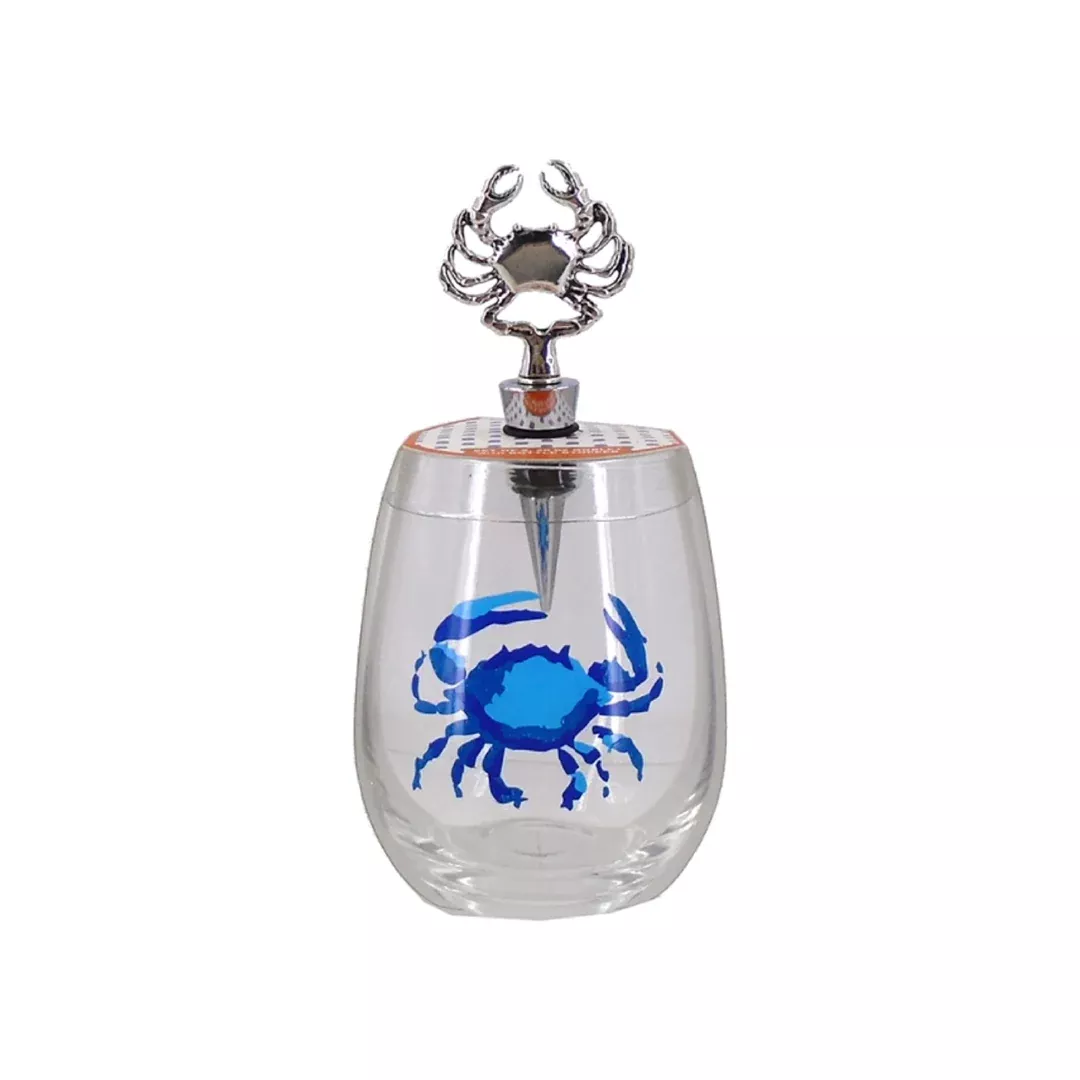 Chesapeake Bay 2PC Crab Wine Glass With Stopper