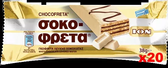 Chocofreta - White Chocolate Covered Wafers CASE (20x38g)