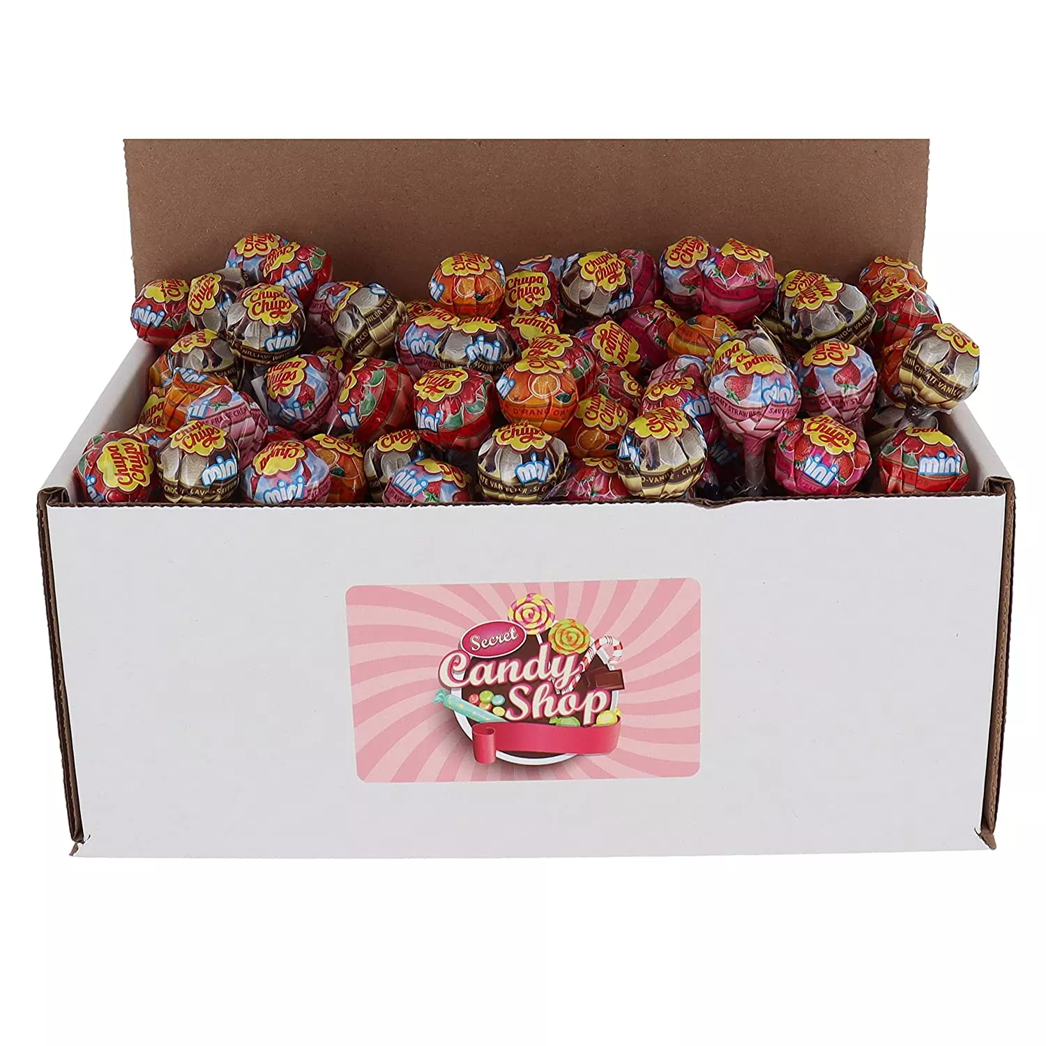 Chupa Chups Mini Lollipops, Assorted Flavors in Box, 2LB Bulk Candy