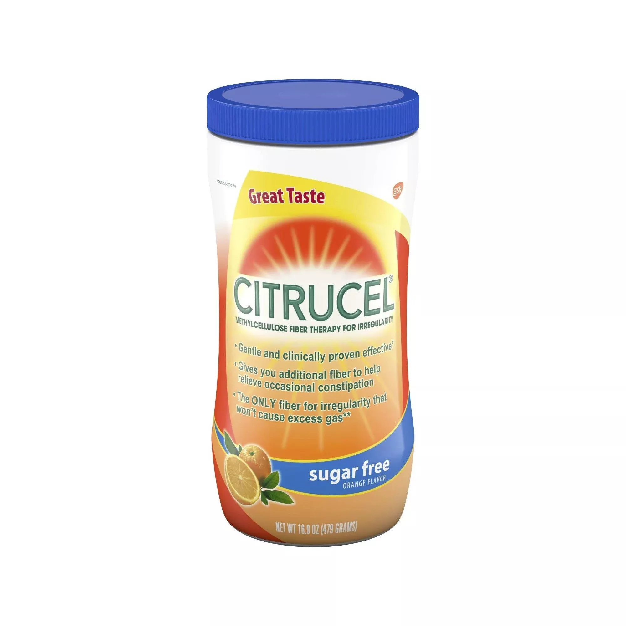 Citrucel Sugar Free Fiber Supplement, Orange, 16.9 oz.