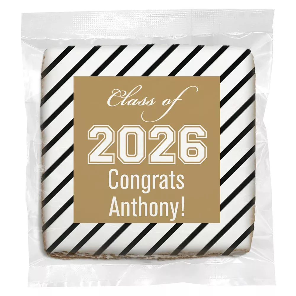 Class of Stripes Graduation - Personalized Direct Print On Square Sugar Cookie