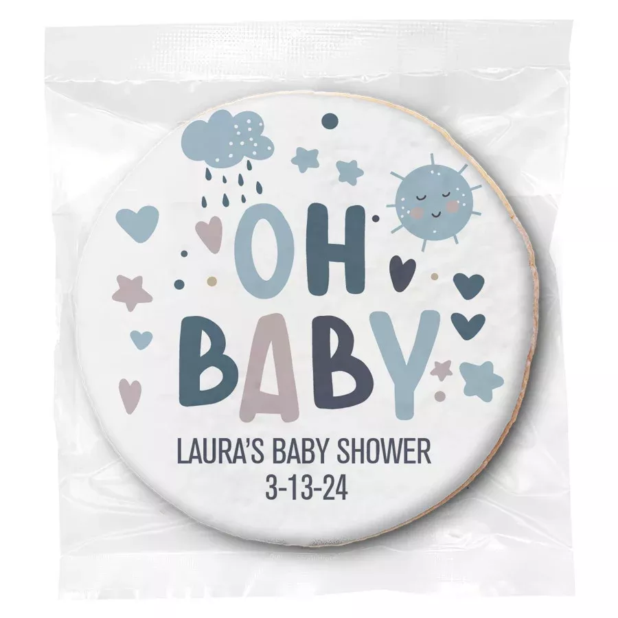 Clouds and Sun Boy - Personalized Direct Print On Round Sugar Cookie