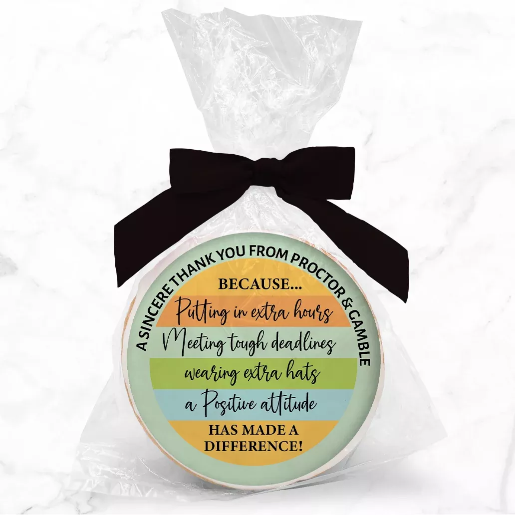 Custom Reasons Why Employee Appreciation - Personalized Direct Print On Round Sugar Cookie w/ Gift Bag & Matching Bow