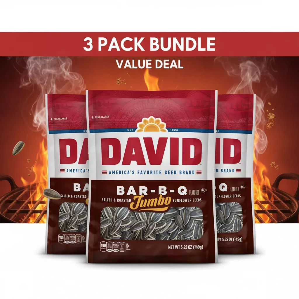 DAVID BAR-B-Q Sunflower Seeds — Jumbo 5.25 oz, 3-Pack