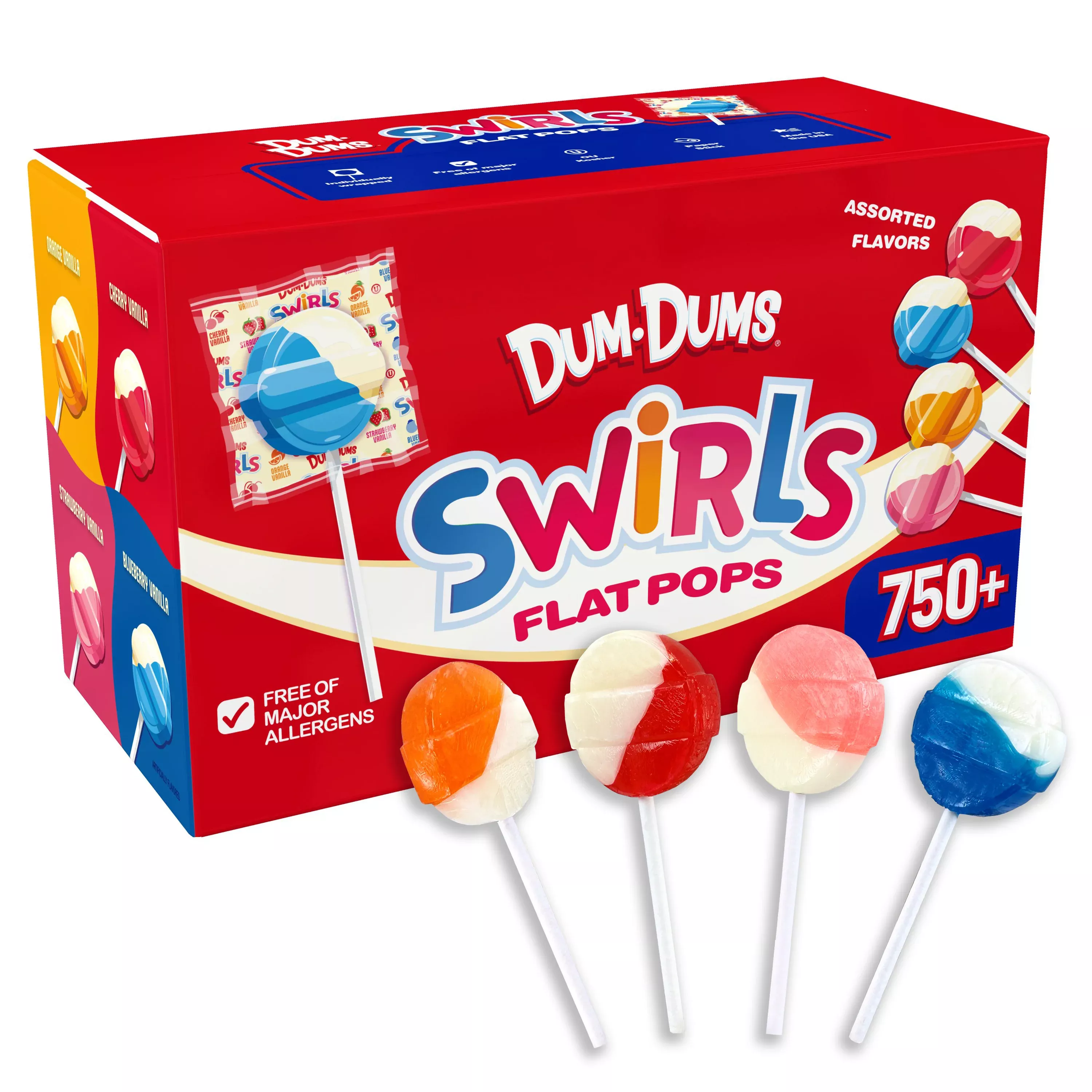 Dum Dums Swirls Flat Pops - 750+ Count Case