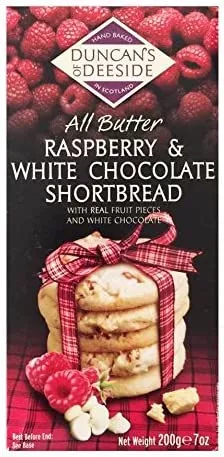 Duncan's of Deeside Shortbread Raspberry White Chocolate 7oz