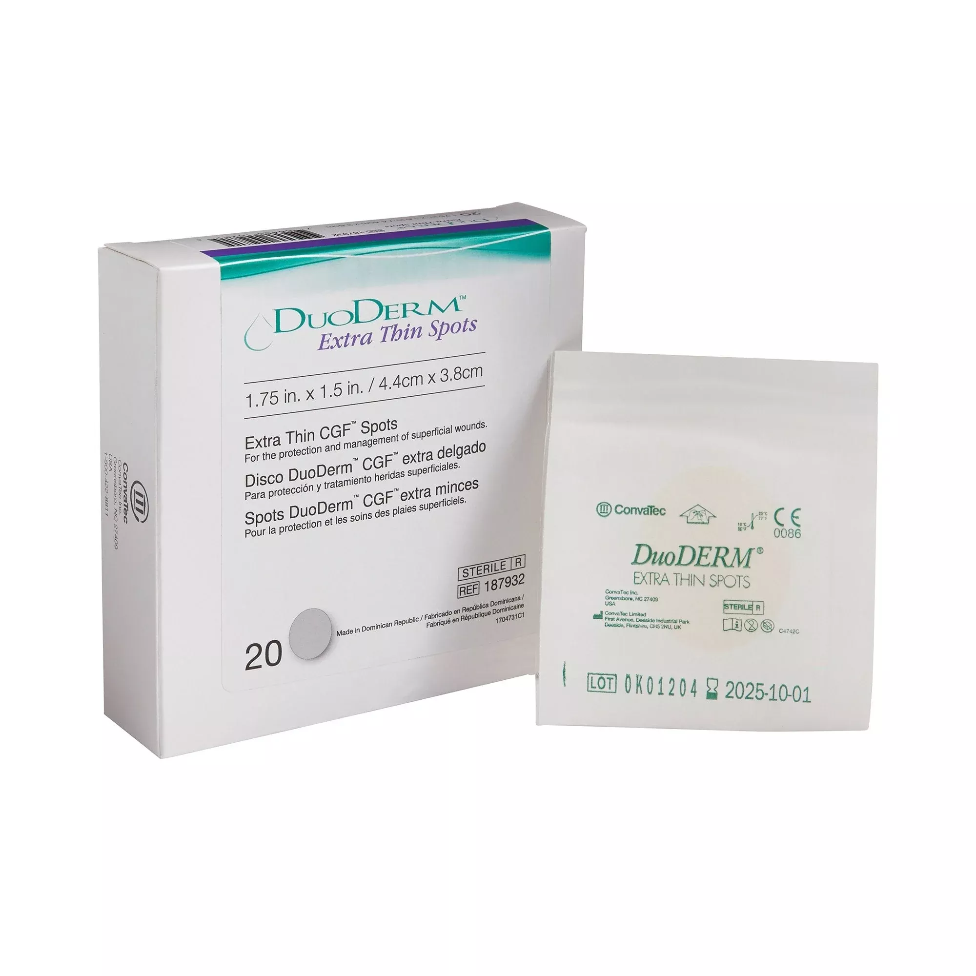 DuoDerm Extra Thin Spot Hydrocolloid Dressing, 1.5 x 1.75 Inch