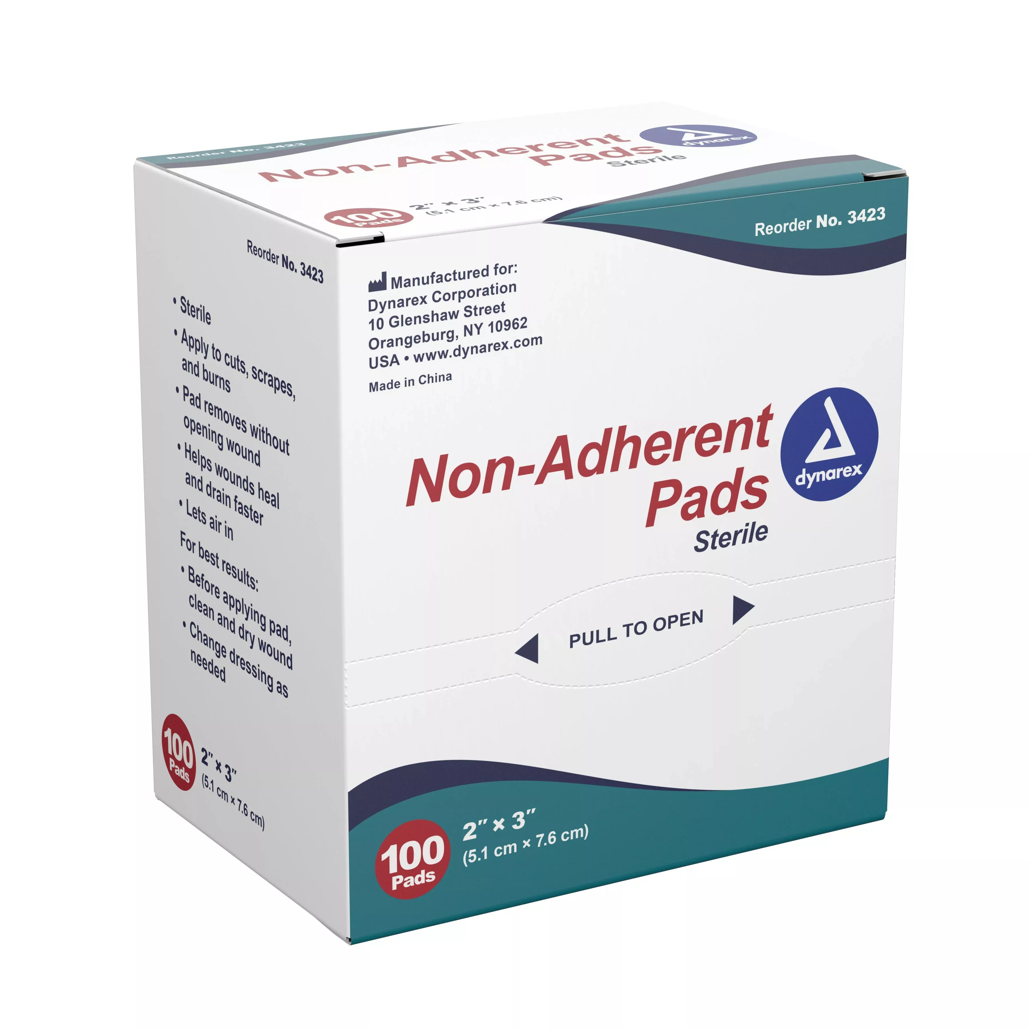 Dynarex Non-Adherent Dressing, 2 x 3 Inch, 100 ct.