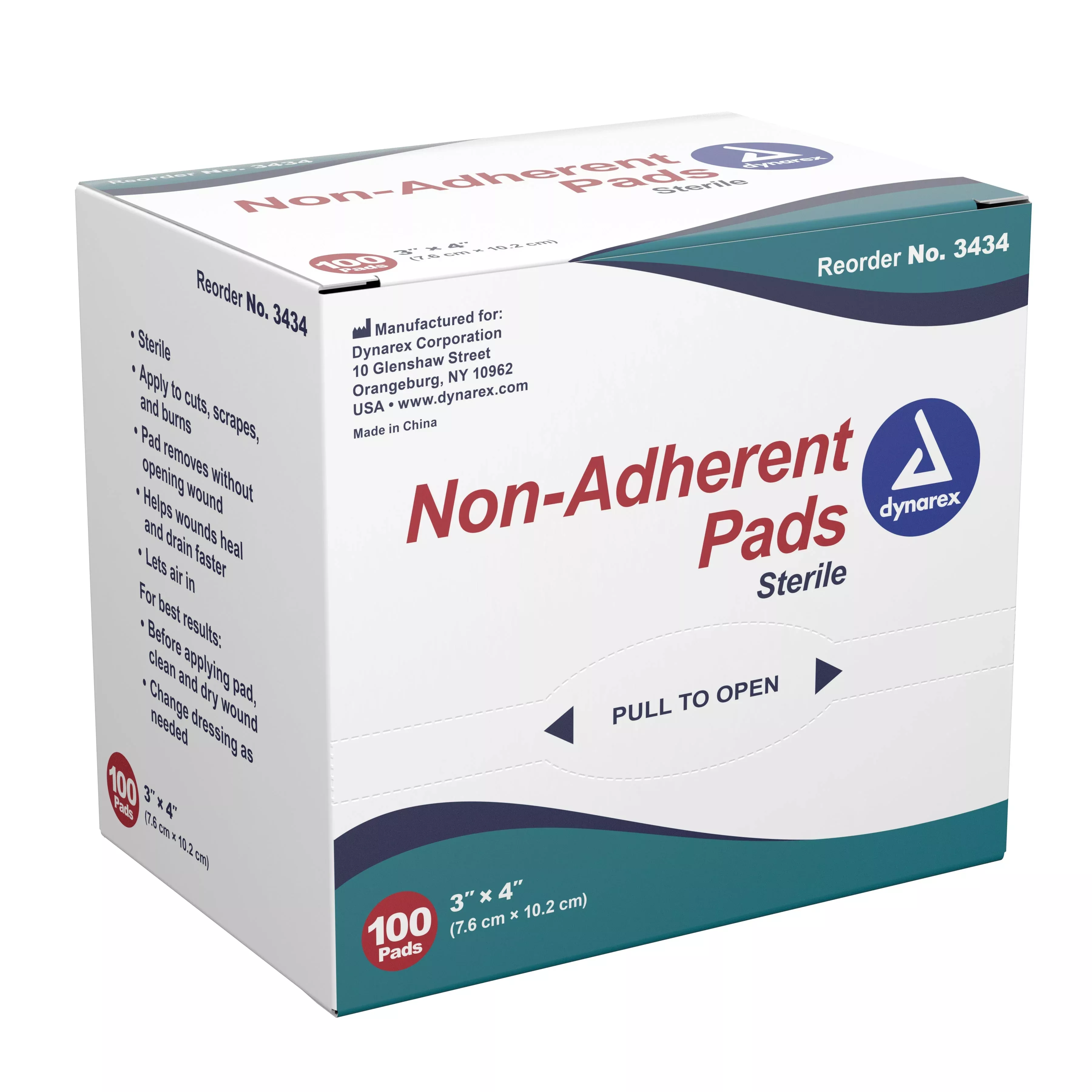 Dynarex Non-Adherent Dressing, 3 x 4 Inch, 100 ct.