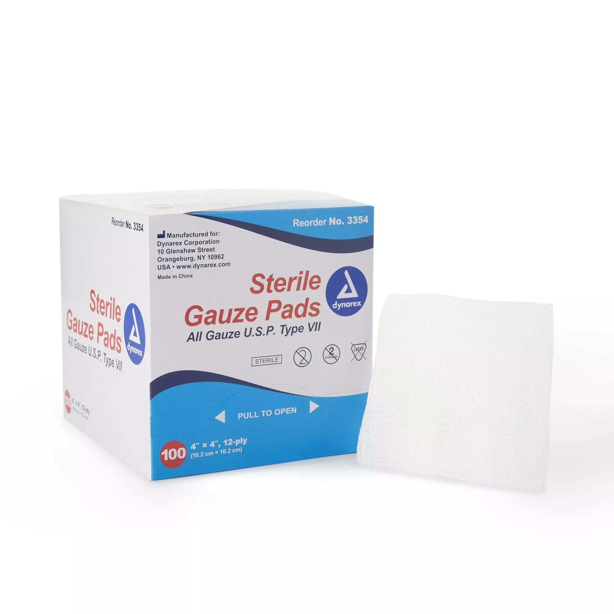 Dynarex Sterile Gauze Pad, 4 x 4 Inch Pad, 1200 ct