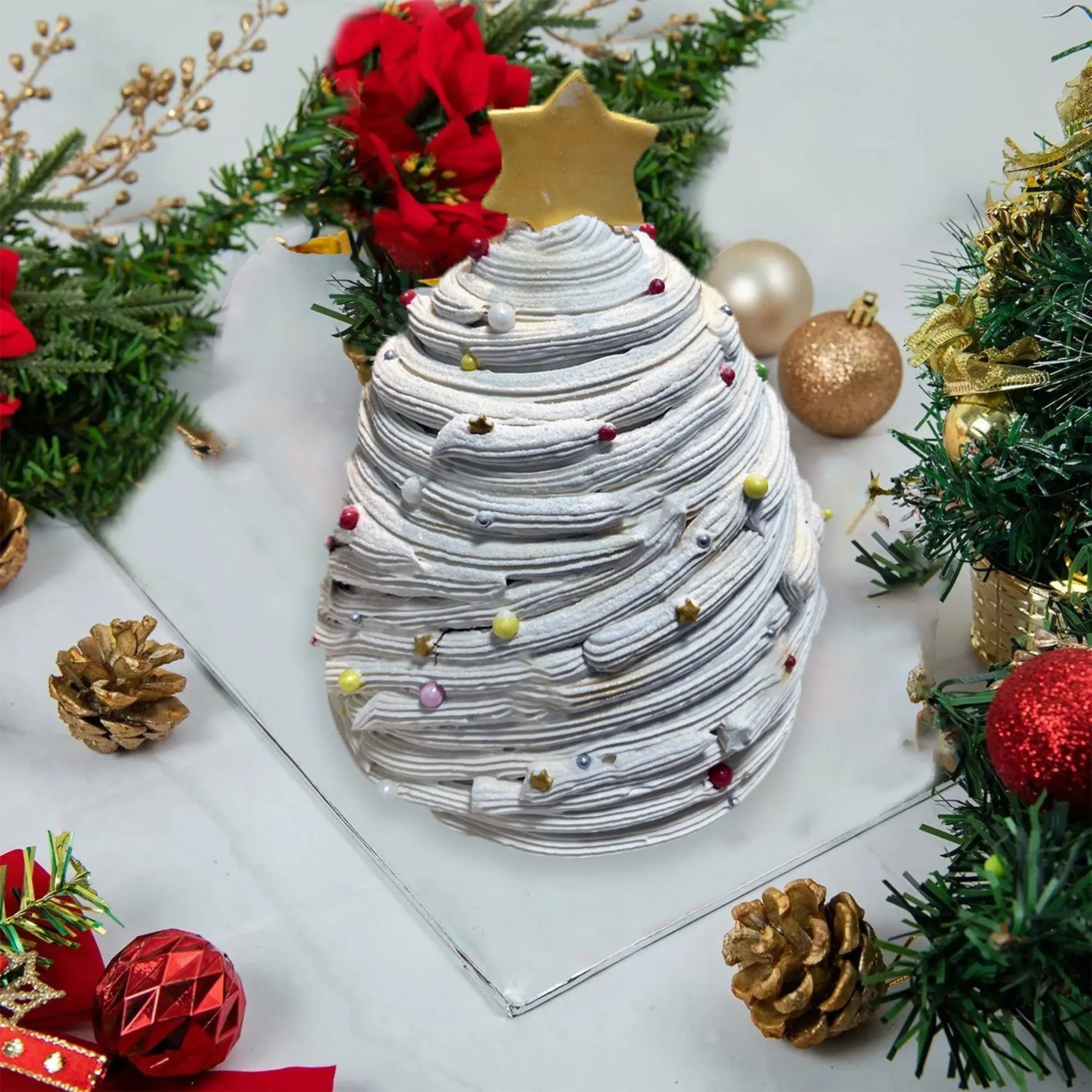 Eggless Tiramisu Christmas Cake