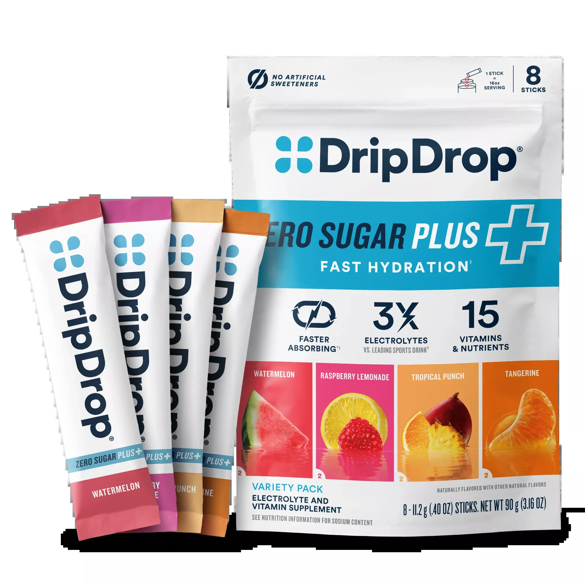 Electrolyte and Vitamin SupplementZero Sugar PlusWatermelon • Tangerine • Tropical Punch • Raspberry Lemonade