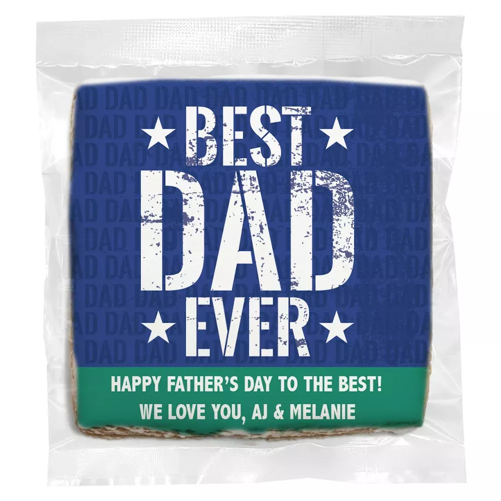 Father's Day Best Dad Ever - Personalized Direct Print On Square Sugar Cookie