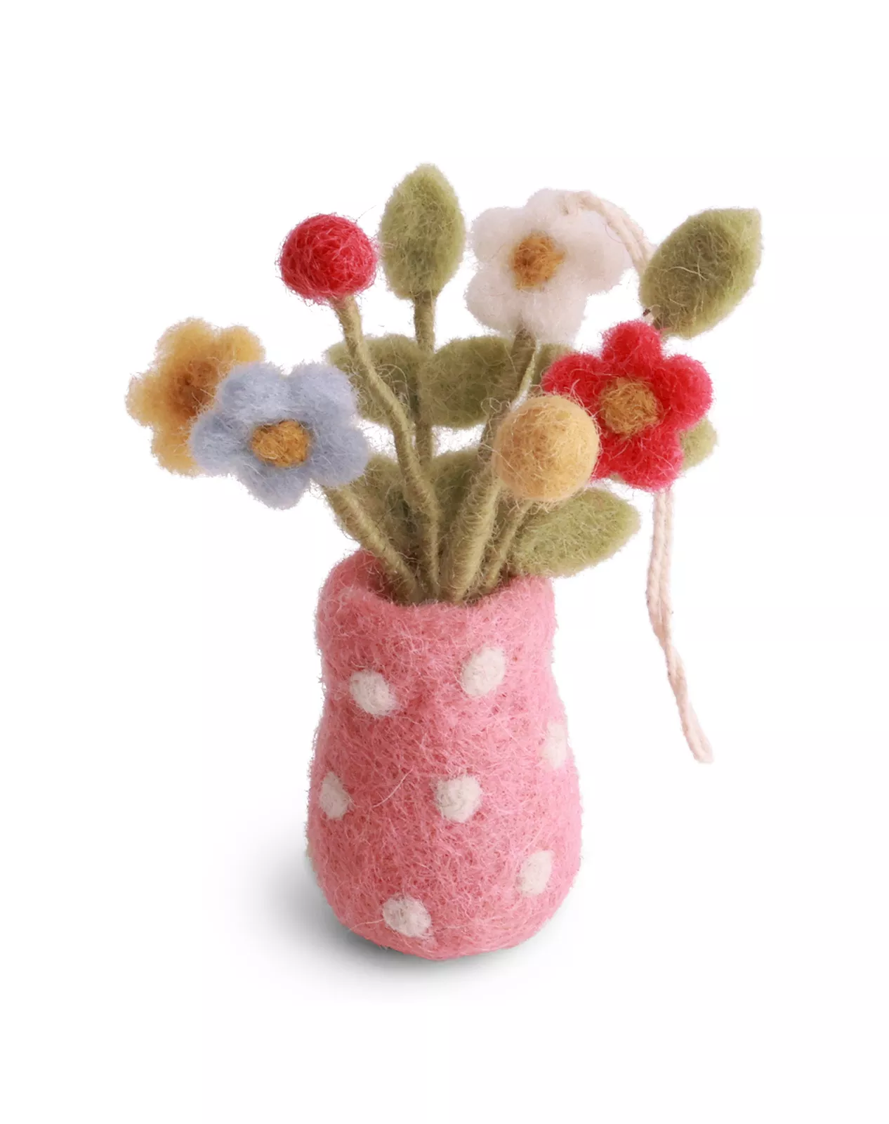 Felt Ornament Vase with Stripes & Flowers
