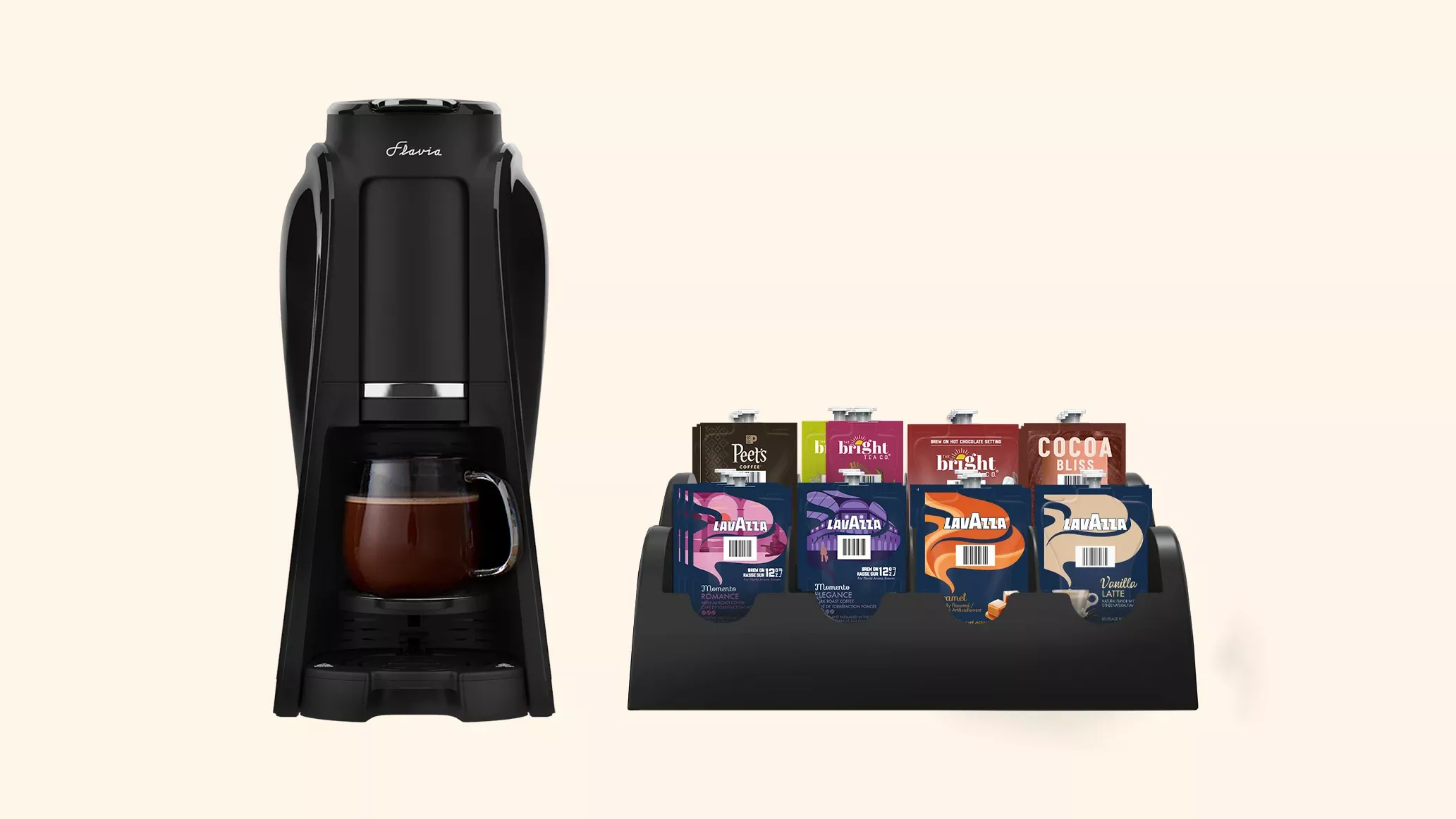 Flavia Aroma Brewer Bundle with 84 Freshpacks and 1 Merchandiser