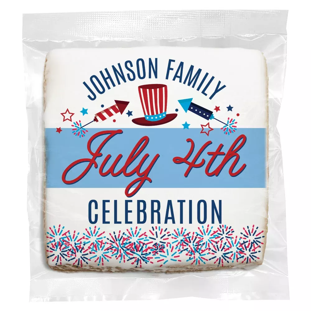Fourth of July Celebration - Personalized Direct Print On Square Sugar Cookie